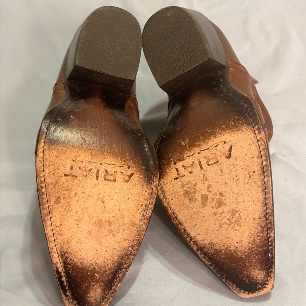 Ariat Tan Leather Ankle Boots with Cutout Design - Picture 7 of 7